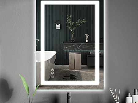 Amorho Espejos de baño Iluminado 60 x 80 cm Rectangular Espejo de Baño Pared, Interruptor Táctil, antiniebla, IP44, Impermeable 3 Temperatura de Color Ajustable Reacondicionado Online Sale